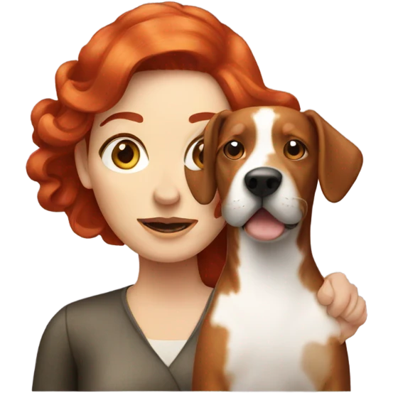 red hair lady with dog emoji