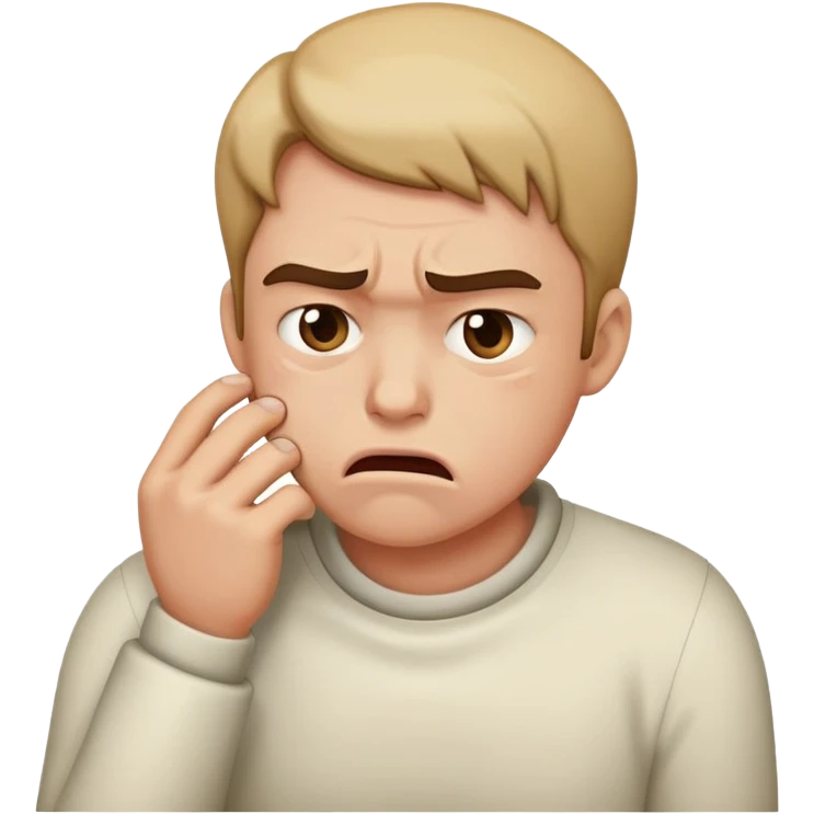 a frowning person strangling themselves  emoji