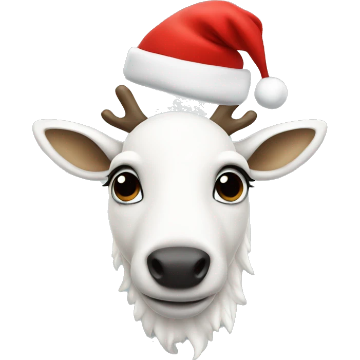 white-reindeer with christmas hat emoji