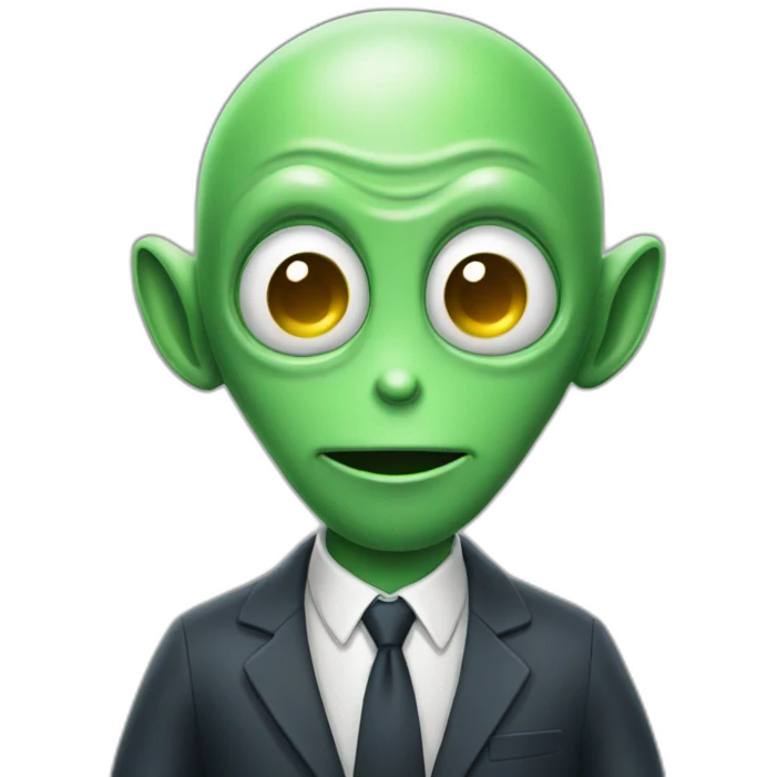 Friendly alien, dressed in suit, with antena in ears emoji