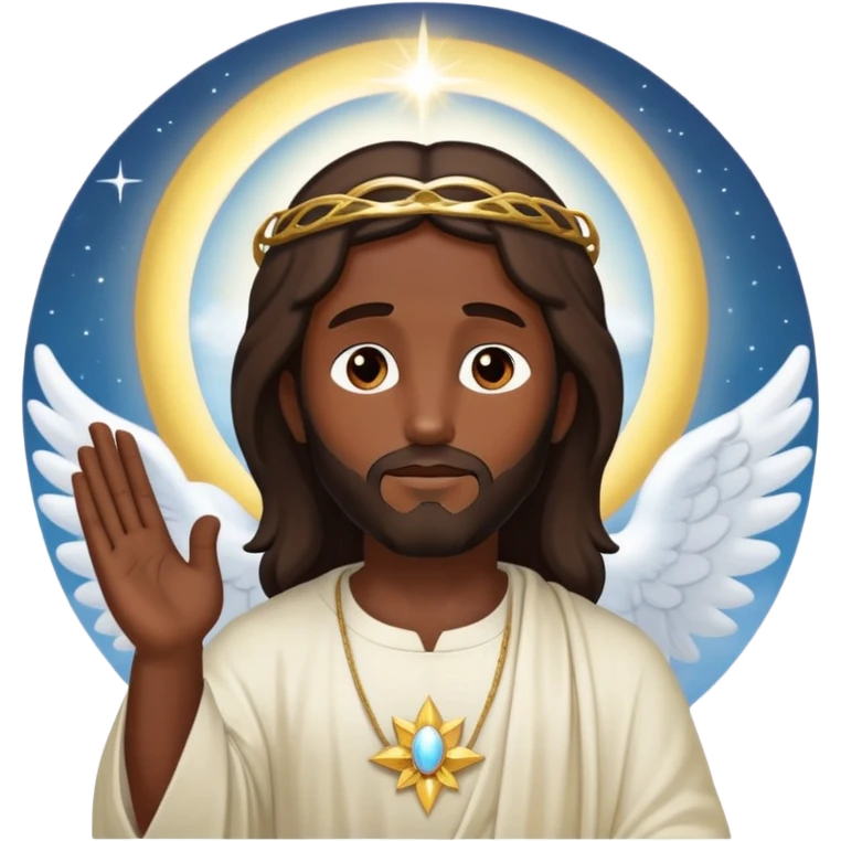 Dark skin Jesus christ in the sky emoji