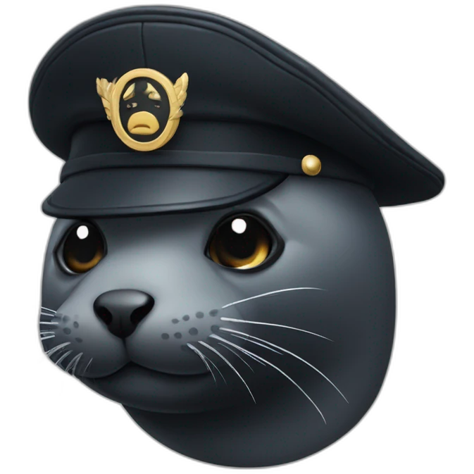 black seal with captain's cap wink of an eye emoji