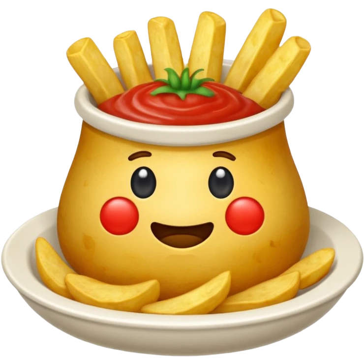 Generar papas fritas sueltas con un botecito de catsup a su lado emoji