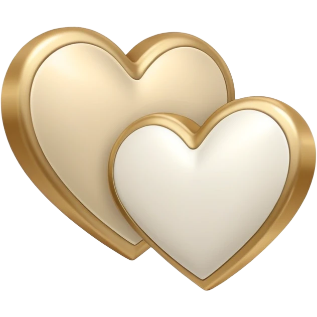 Two White heart  and beige gold heart emoji