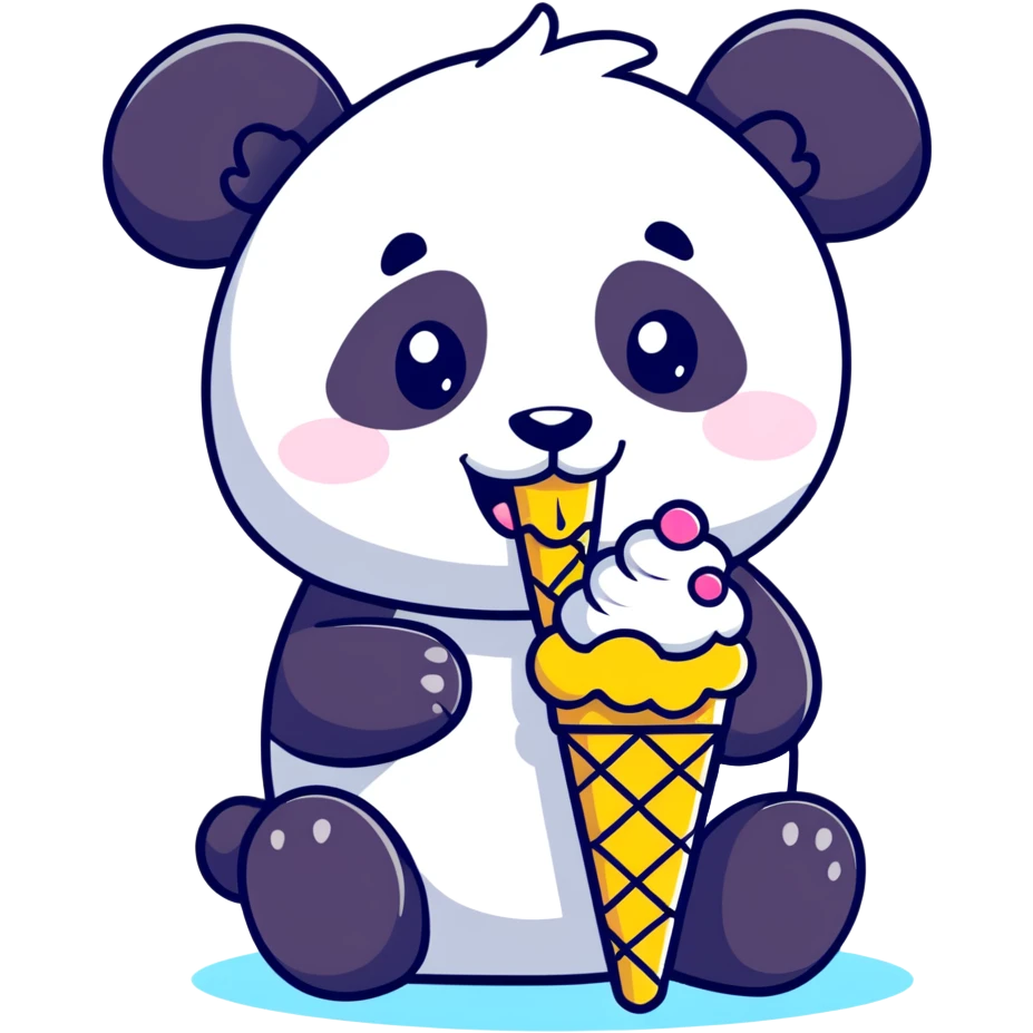 Panda eating ice cream emoji