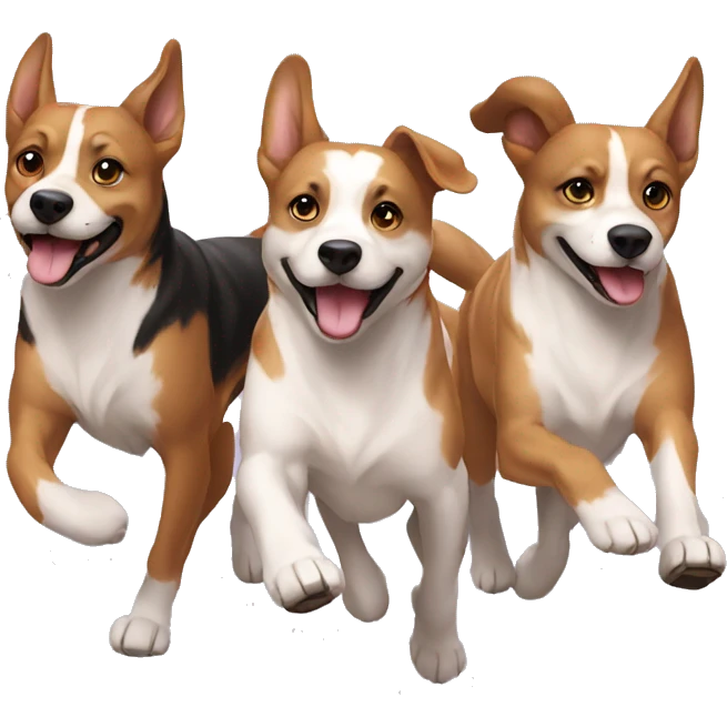 3 dogs  running together emoji