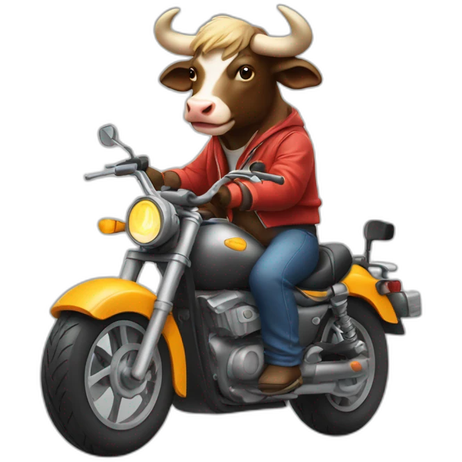 bull sitting on motorbike emoji