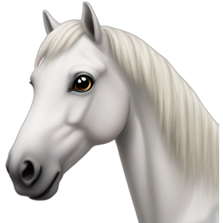 white camargue horse with pink nose emoji