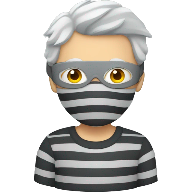 Burglar with eye mask and striped jumper and grey hair emoji