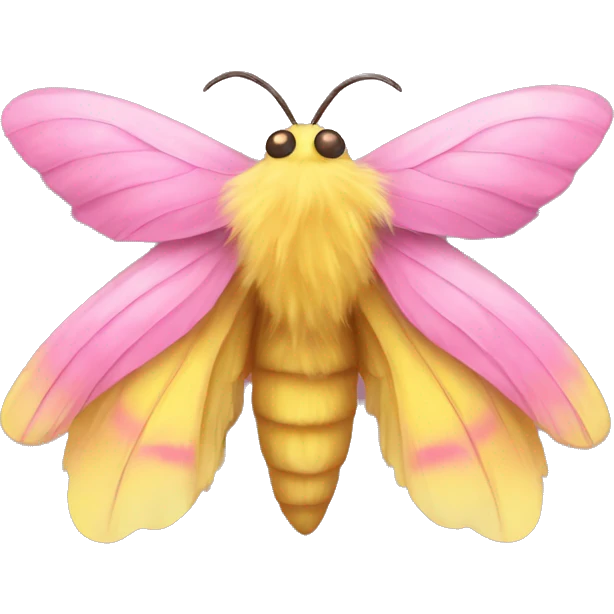 fluffy pink and yellow moth emoji
