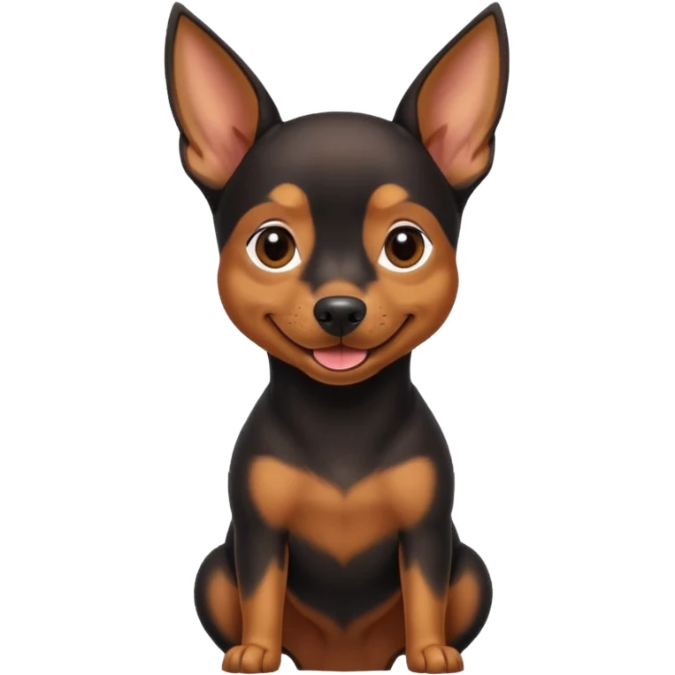 a pinscher dog sitting and smiling emoji