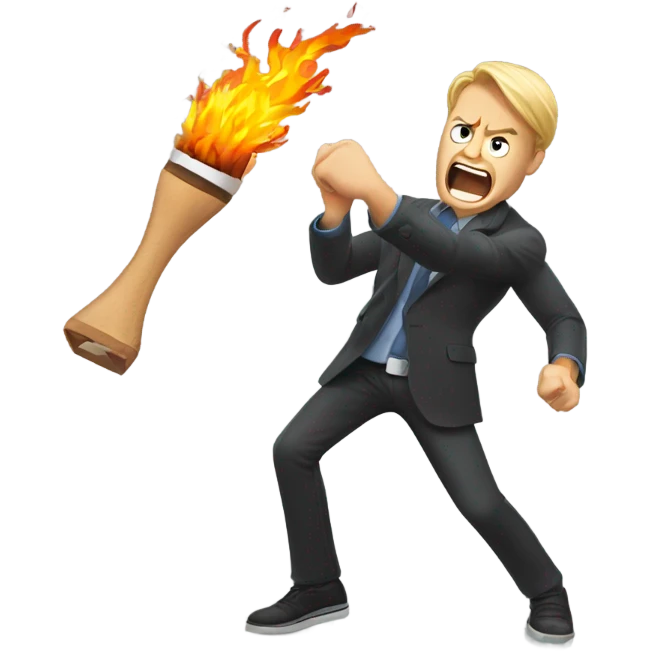 Man angrily throwing phone on fire emoji