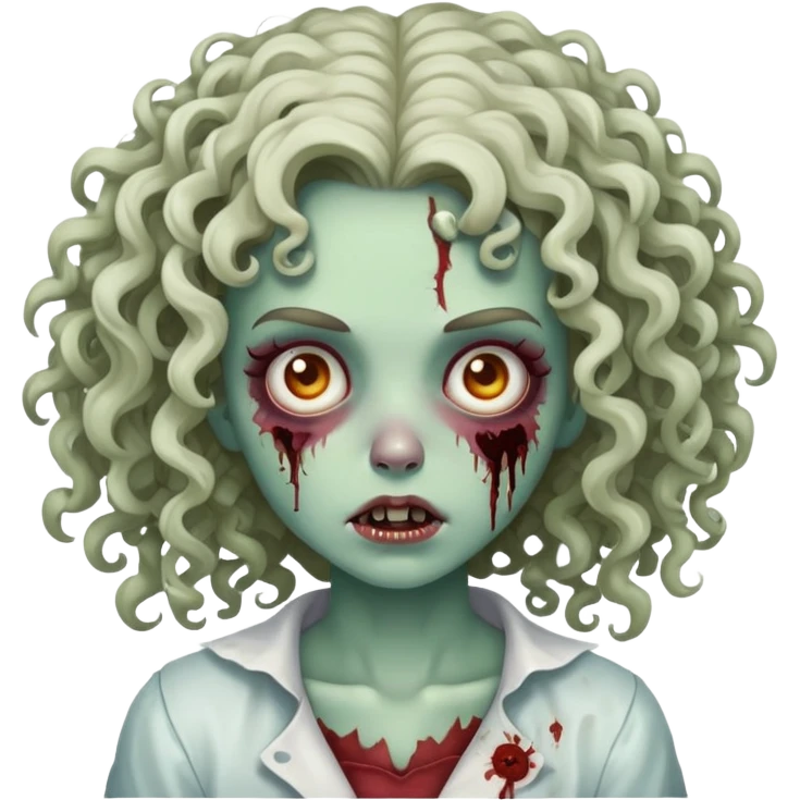zombie girl with curly hair emoji