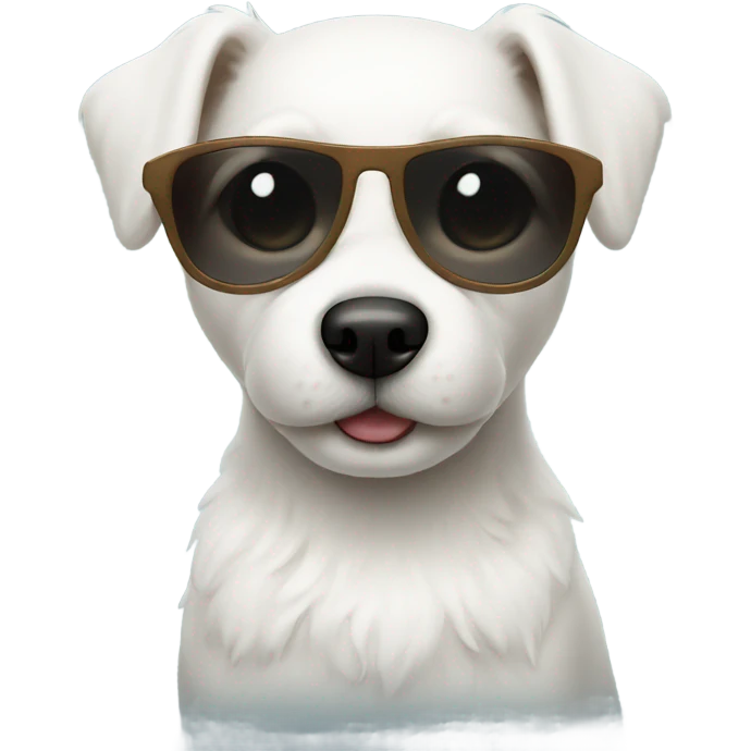 little white dog with sunglasses emoji