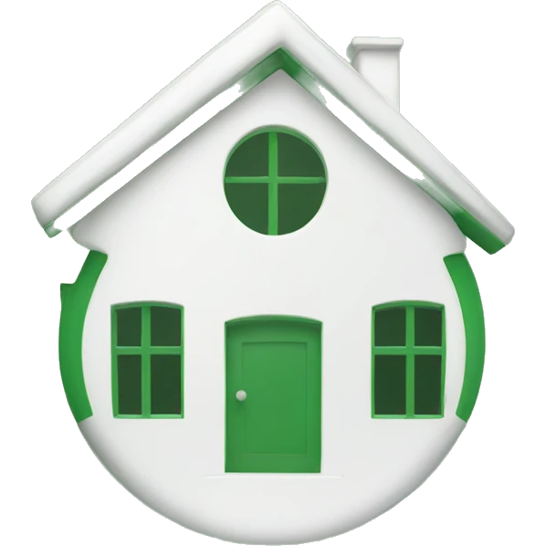 white home icon on green round background emoji