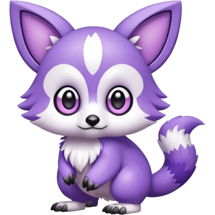 Cute cool purple white animal hybrid Fakemon full body emoji
