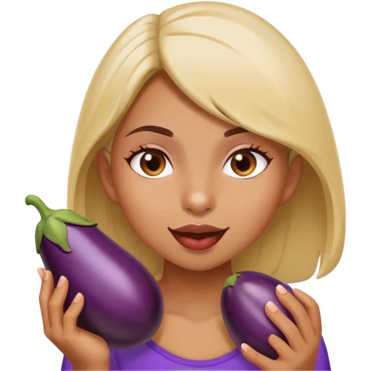 Girl eating eggplant emoji