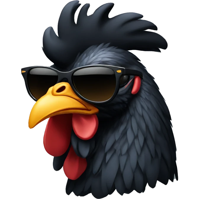 black rooster wearing sunglasses emoji