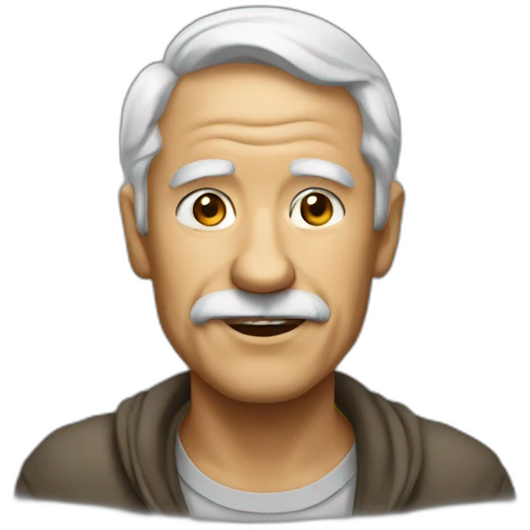 A old man usign mac emoji
