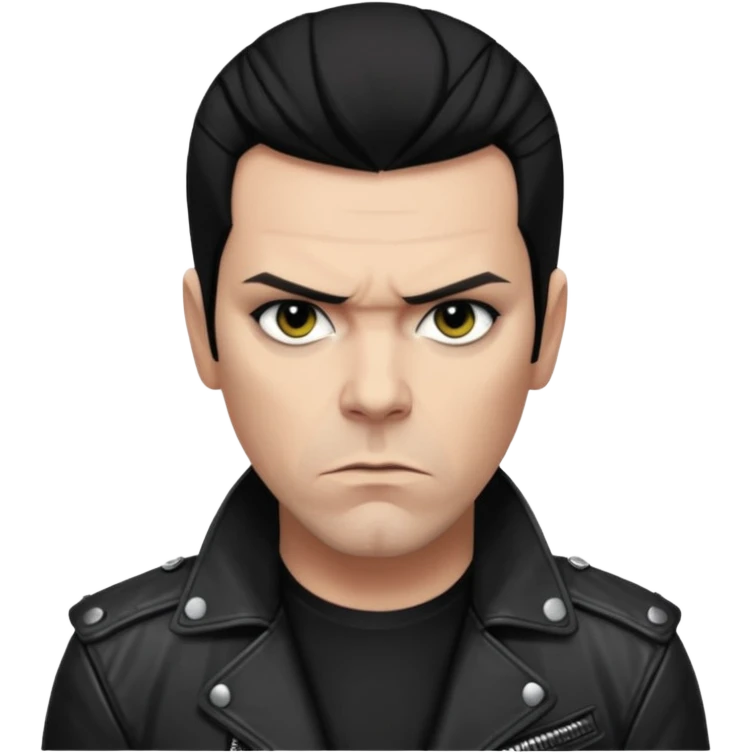 Richard Kruspe, rockstar attitude, dark hair, hint of eyeliner, black jacket emoji
