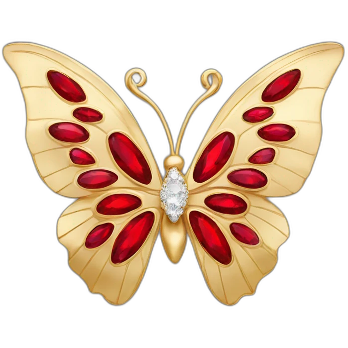 gold butterfly jewel with red heart diamonds emoji