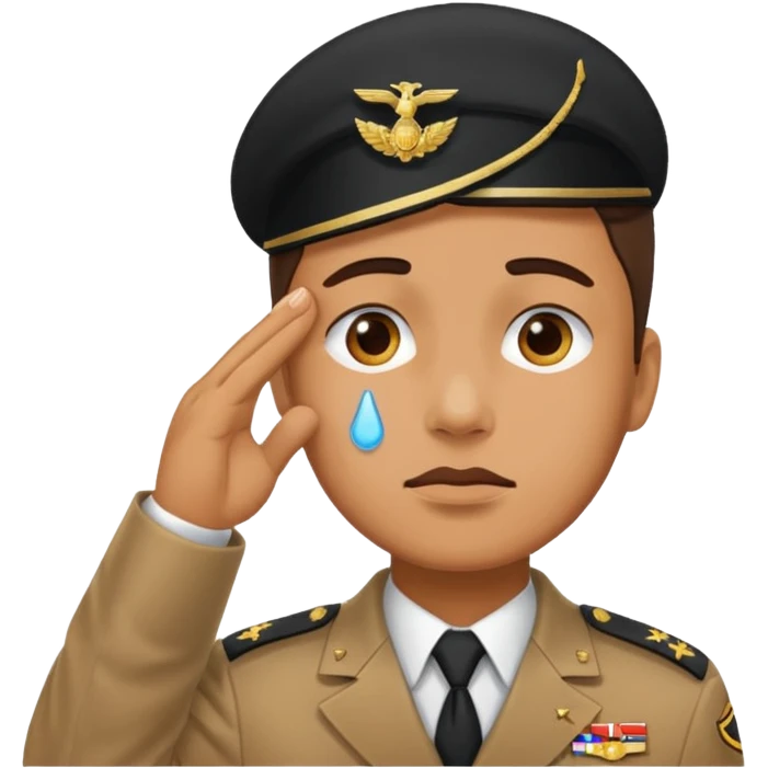Salute with tear coming out eye emoji