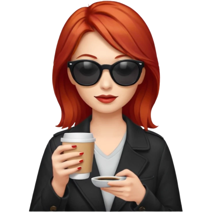 sunglasses red hair woman drink coffee emoji