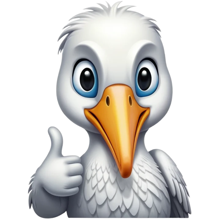 Thumbs up with a pelican face emoji