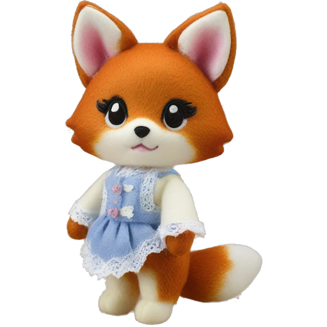 cute toy fox calico critter felt collectible toy not real animal lace trim outfit emoji