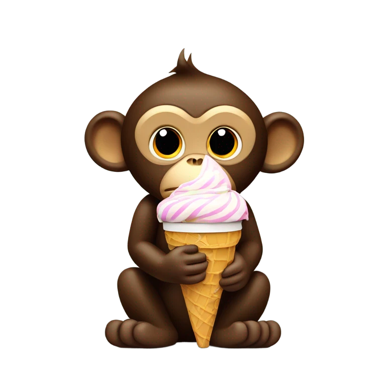 Monkey with ice cream emoji