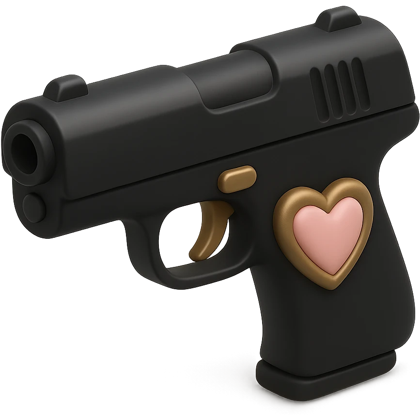 Pink heart pistol, remove background emoji