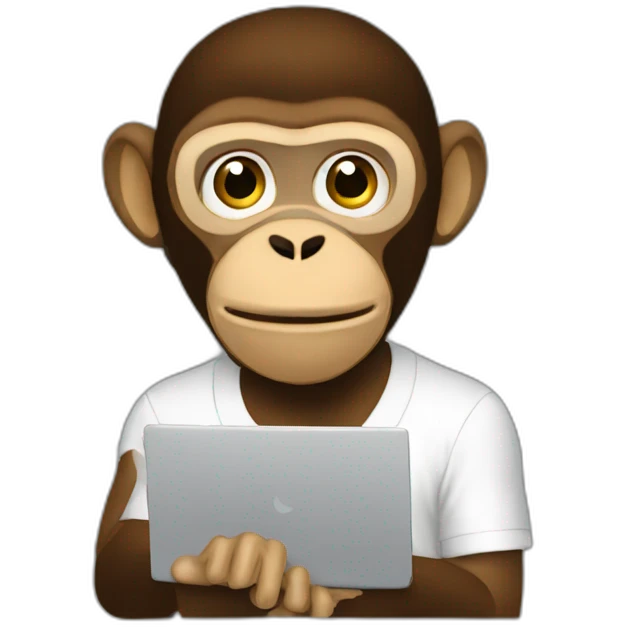 Moneky using pc for editing emoji