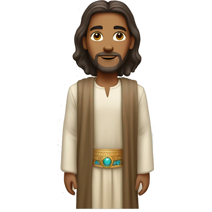 Jesus with classic taper haircut,  Egyptian skin tone wearing pants emoji
