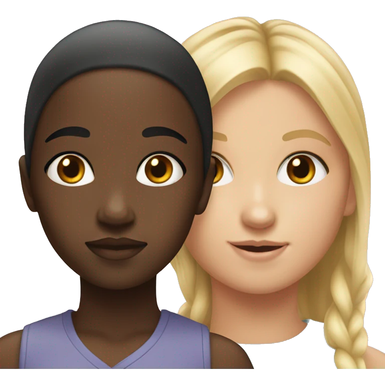 young black girl and young blond girl emoji