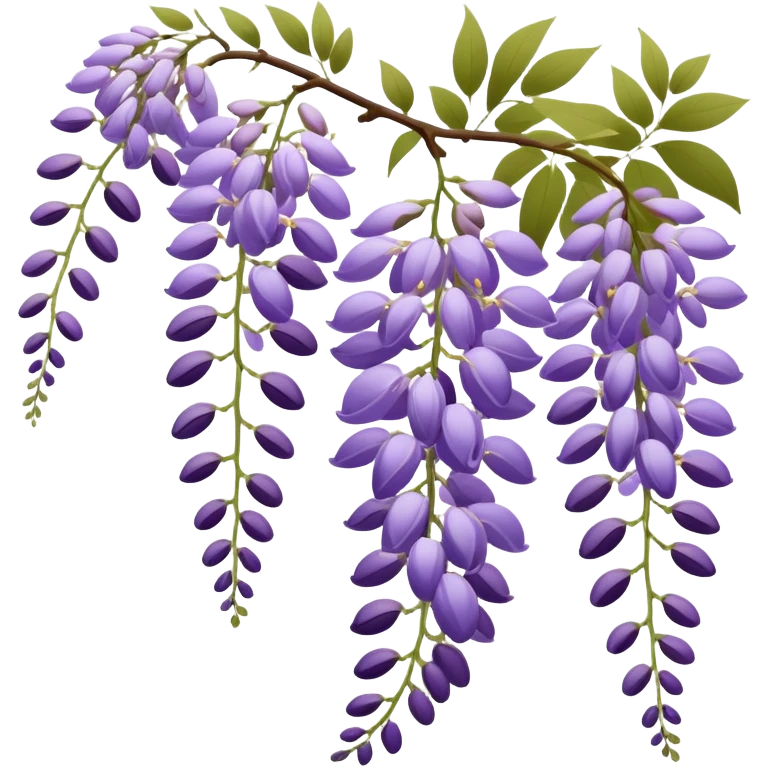 Japanese style wisteria (fuji) flower in elegant ukiyo-e inspired design, cascading purple blooms hanging like in traditional Japanese gardens, with gentle curved lines emoji