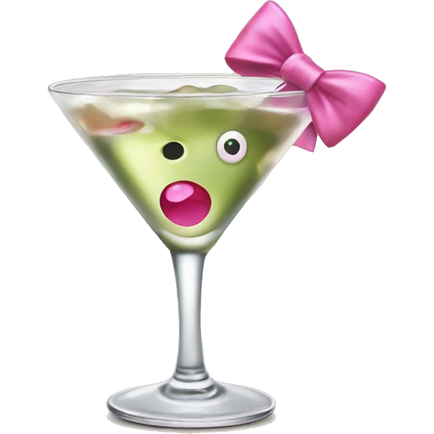 Dirty martini with a pink bow on the step emoji