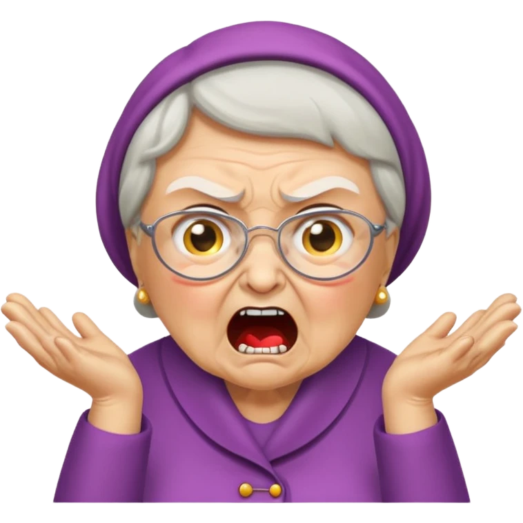 make me an emoji of an angry british granny yelling at a kid for pronouncing a word incorrectly emoji