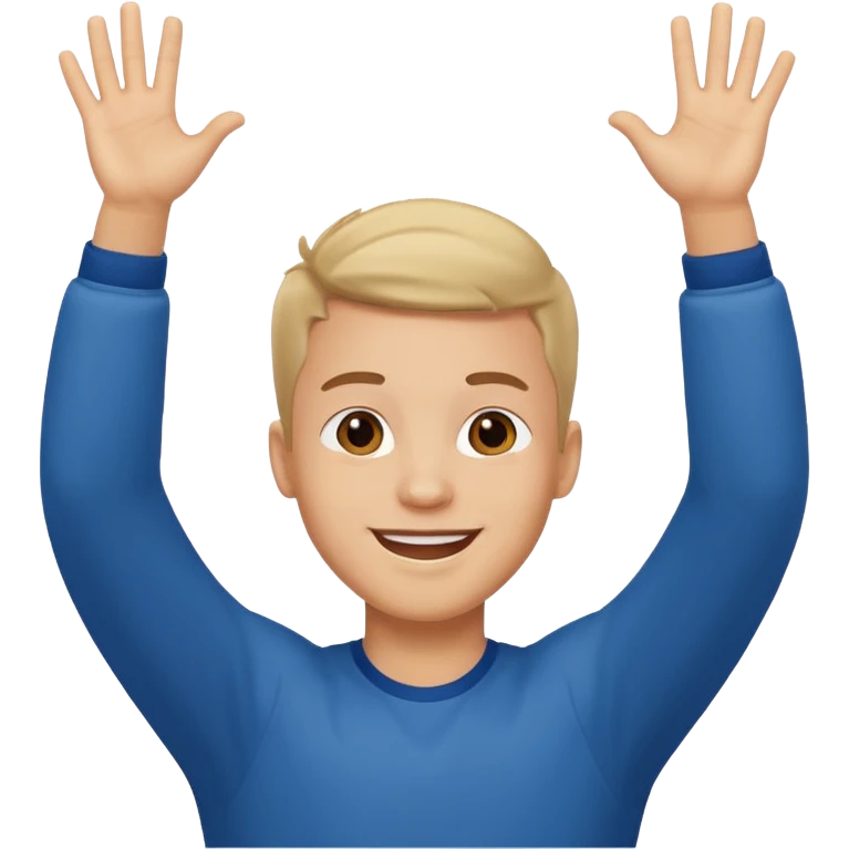 Young man doing celebration pose emoji