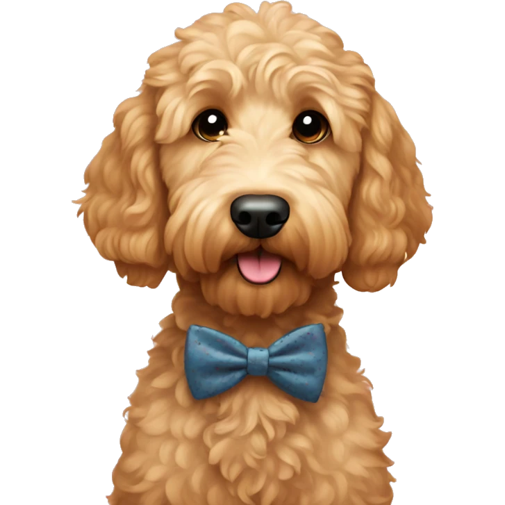 Goldendoodle with bow tie emoji