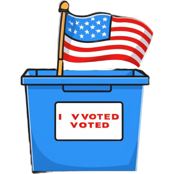 I voted sticker with American flag emoji