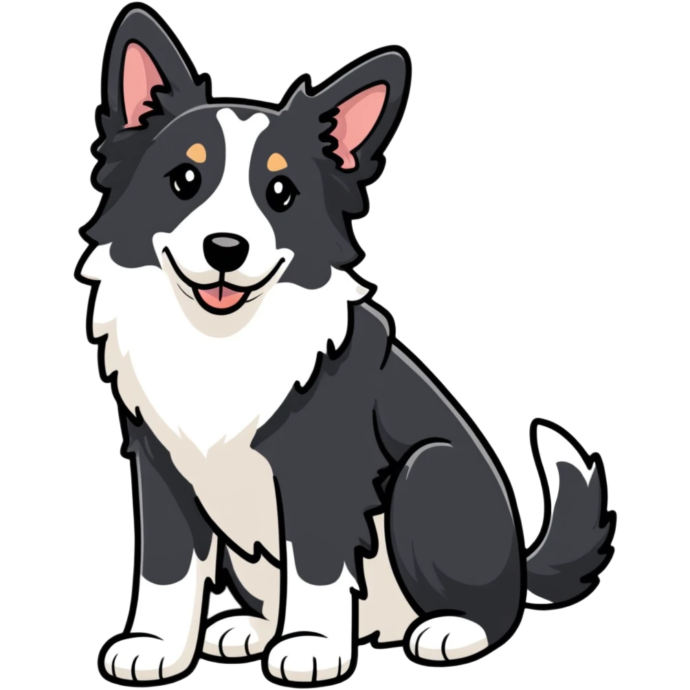 Border collie dog with only one black ear emoji