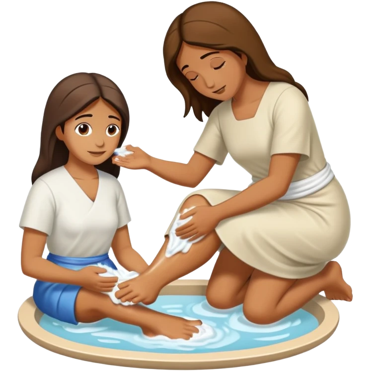 woman washing feet of Jesus emoji