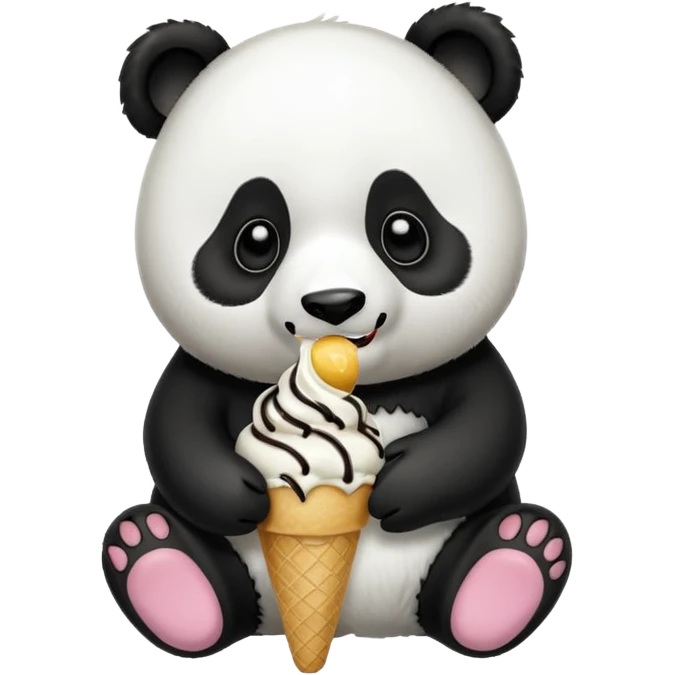 Panda eating ice cream emoji
