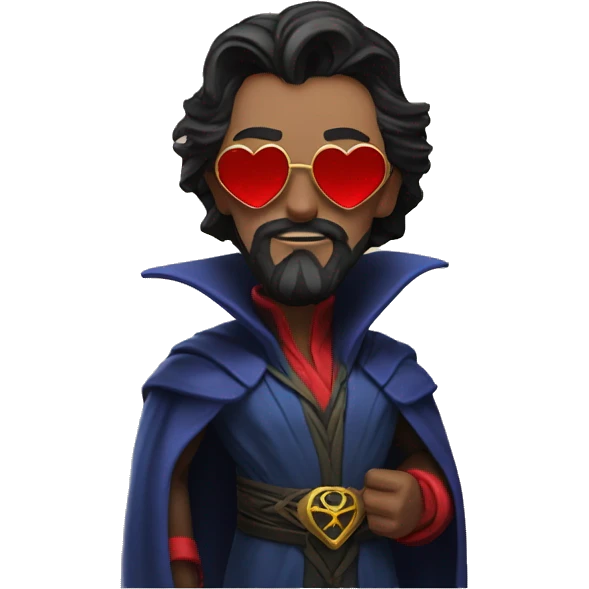 doctor strange having long beard and heart shaped sunglasses emoji