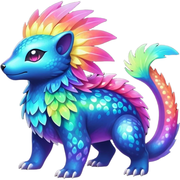  Shiny sparkly transparent bioluminescent luminescent vibrant bright pastel dark exotic tropical iridescent colorful nebula rainbow gradients cyber-Protogen-Fakémon-Pokémon-Vernid-creature emoji