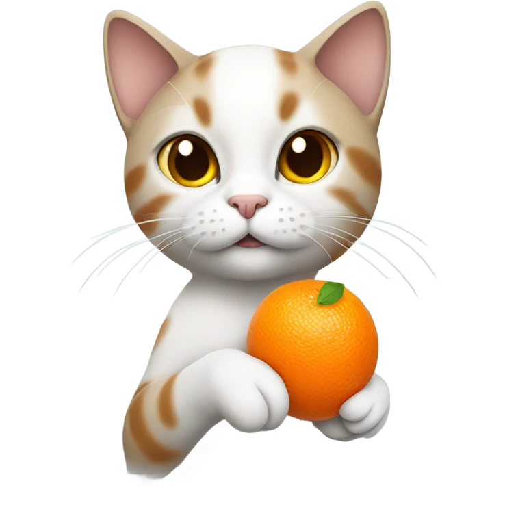 Cat holding orange  emoji