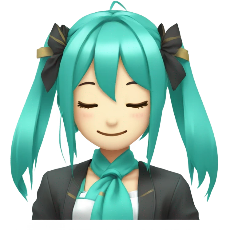Cute hatsune Miku smiling with closed eyes emoji
