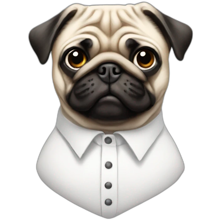 pug in a white button suit shirt emoji
