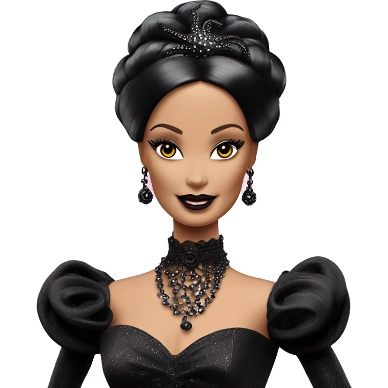 1899 Victorian Debut Barbie CC,Morticia Addams,modeling, sparkling black octopus dress  emoji