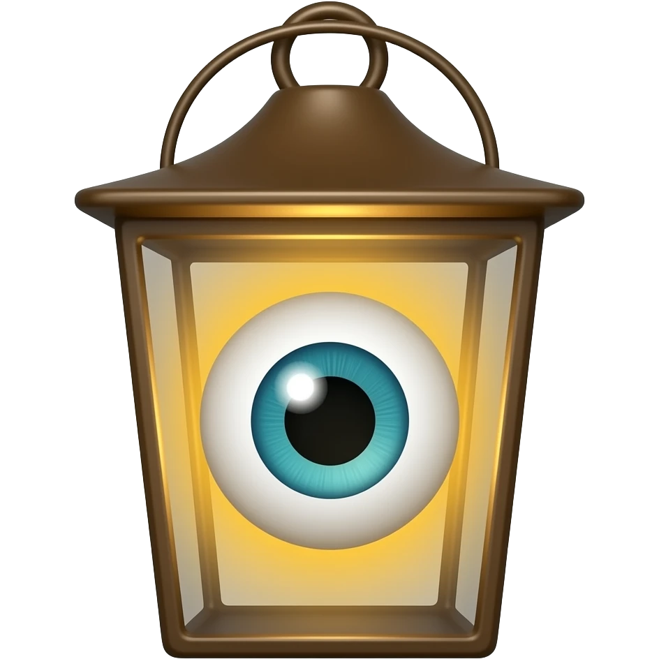 A lantern with one big eye emoji